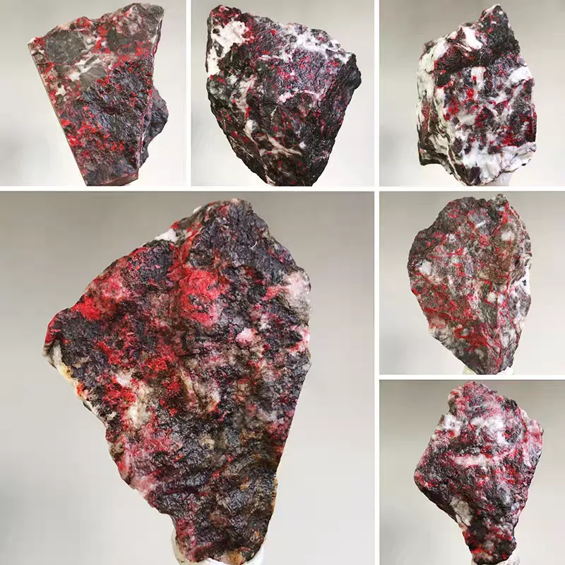 Random Real Natural Cinnabar Mineral Rough Stone Specimen Geology Popular Science Ornament Collection Desktop Decor Gift