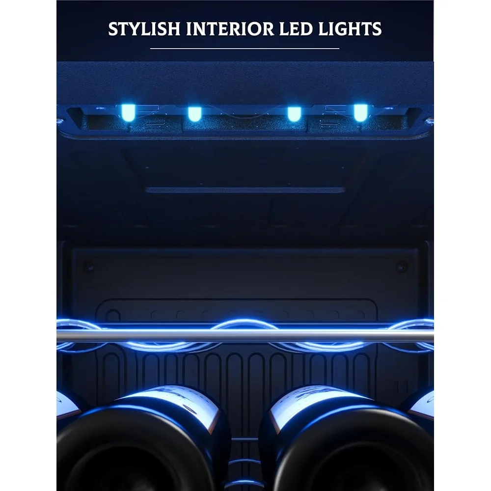 Weinkühlschrank mit zwei Zonen, Fassungsvermögen für 28 Flaschen, freistehender Kühler mit Kindersicherung, kompakter Kühlschrank, energieeffizient, luftgekühlt