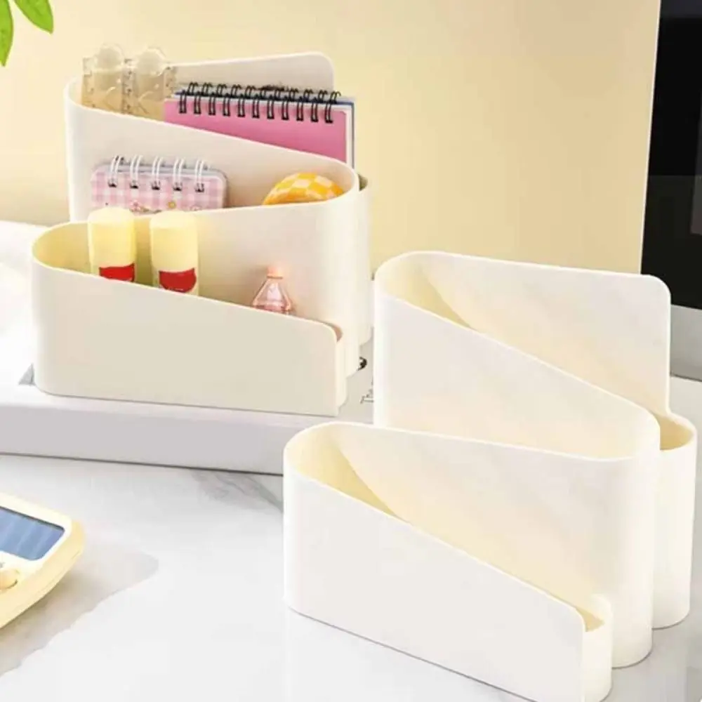 INS-Style Desktop Pen Holder Large Capacity Cute Makeup Brush Holder Solid Color Sturdy Brush Storage Container School Use