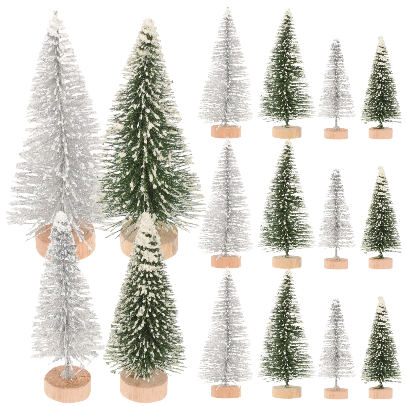 16 Pcs Model Tree Mini Snowflake Frost Christmas DIY Decoration Home Desktop Sand Table Greenery Train Scenery Trees Iron for