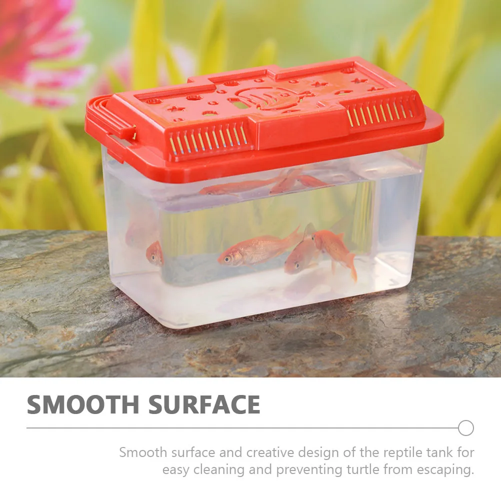 

Handheld Reptile Feeding Tank Clear Plastic Terrarium for Lizards Tortoises Fish Breeding Case Color