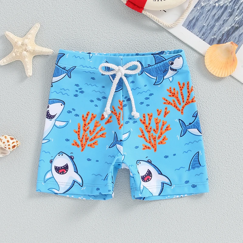 

6M-4T Toddler Boys Swim Trunks Shark/Tree Print Elastic Waist Swim Shorts Little Boys Bathing Suit Swimsuit Toddler Boy Swimwear