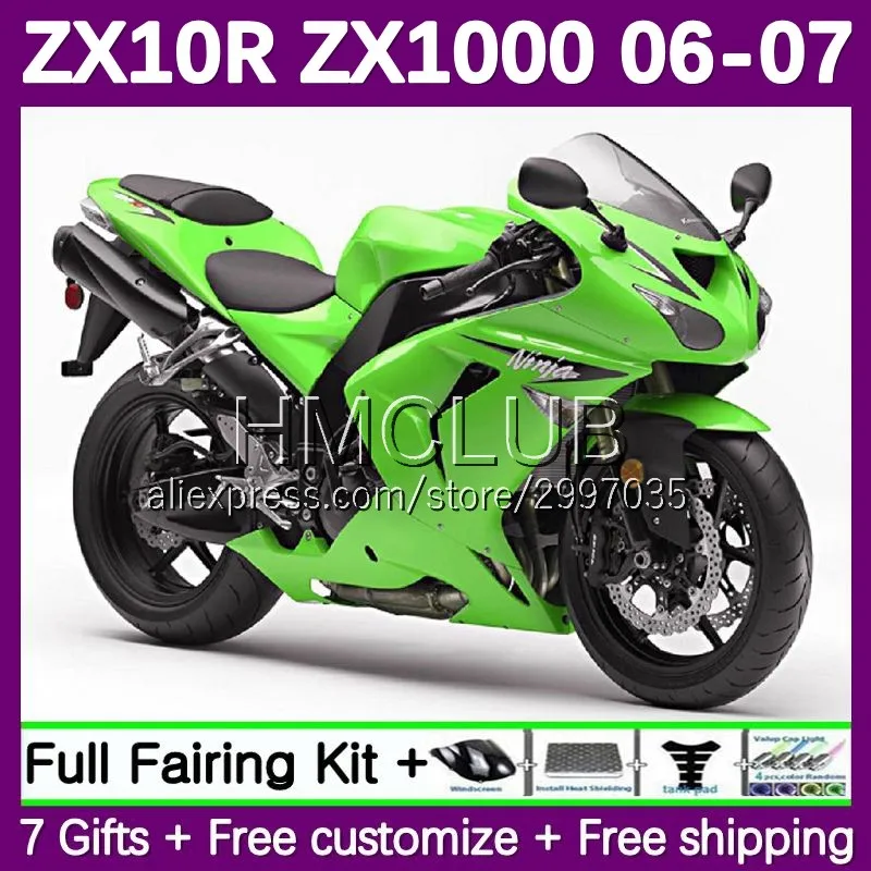 Fairing Kit For KAWASAKI NINJA ZX-10R ZX 1000 CC ZX10 10 R green factory 10R 111No.76 1000CC ZX10R 06 07 ZX1000 2006 2007 Bodys