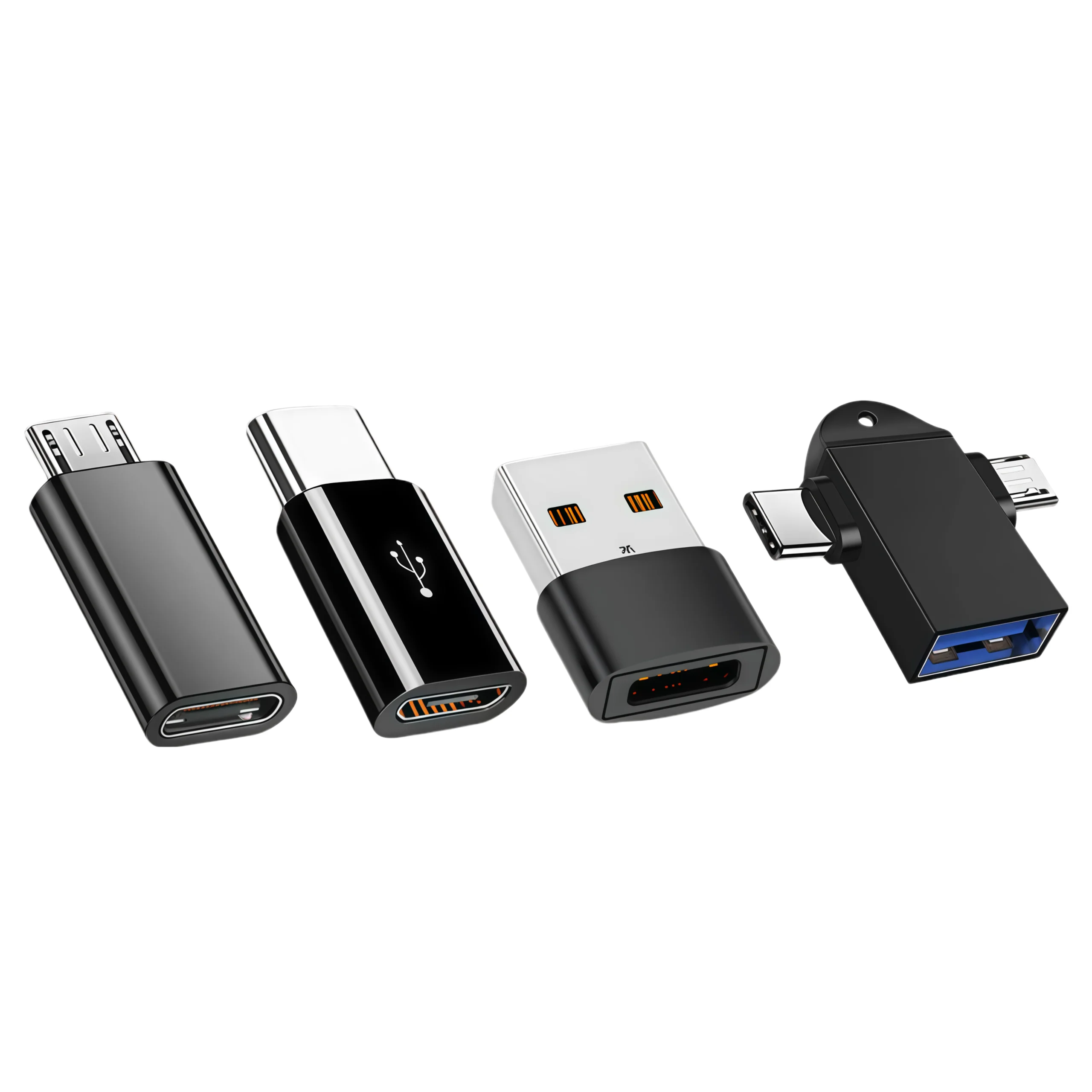 Adapter USB C OTG na C, Mini na C, Micro na C, Adapter 3-w-1 do ładowania telefonu w samochodzie i w podróży, Wielofunkcyjny USB-C, Port do ładowania — 2