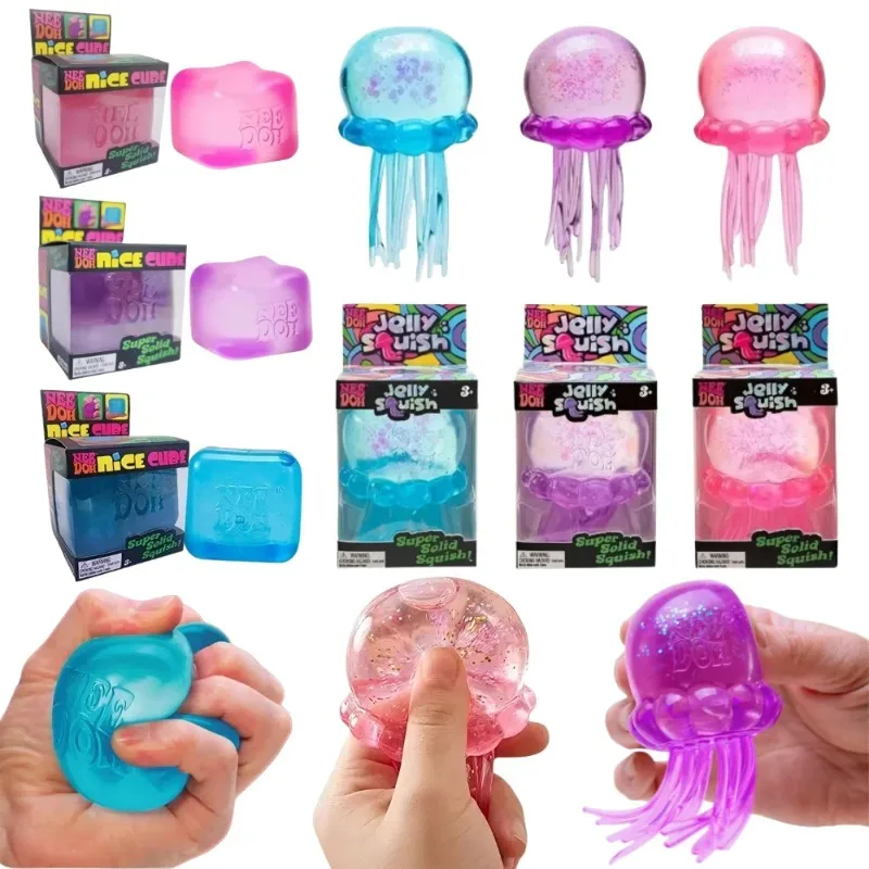 Assorted Color Needoh Jellyfish Fuzz Ball Squishy Blind Box Cute Jellyfish Design Stress Relief Relax Play Fun Toy Gift