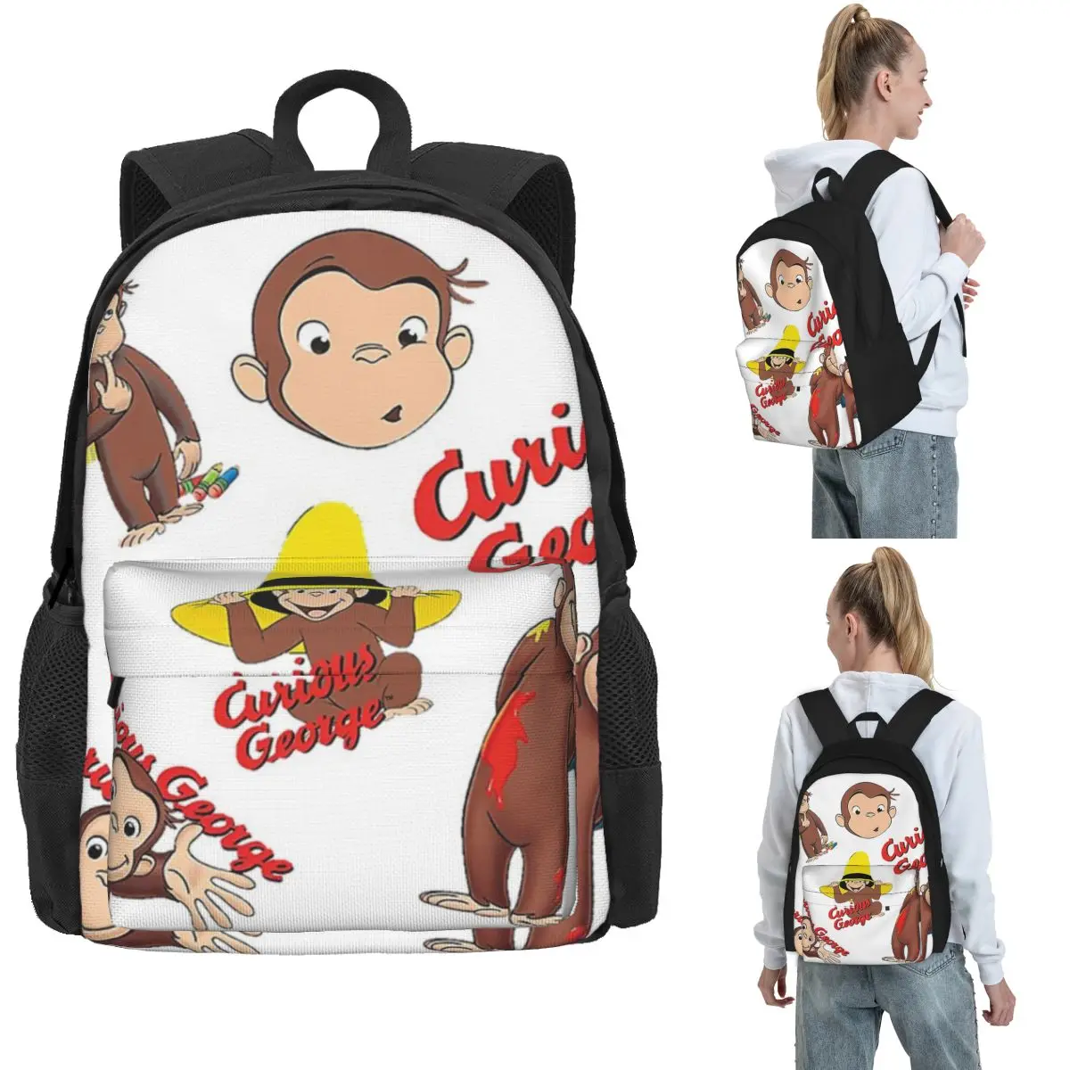 Curious George Backpack Hot Sale Daypack Large Capacity Children BookBag School Bag Shoulder Bags for Men Women