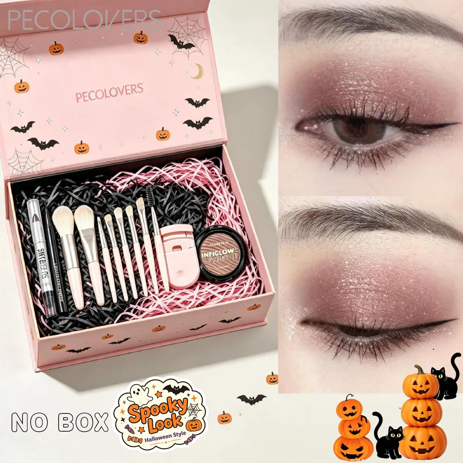 12pcs Eye Makeup Collection, Shimmer Eye Shadow, Liquid Eyeliner, Soft Eye Makeup Brushes, Daily Eye Beauty Cosmetic Set