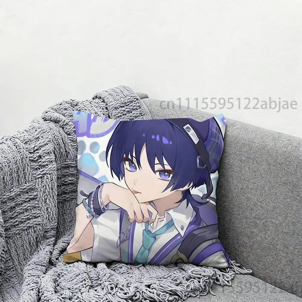 S-Scaramouche G-Genshin Throw Pillow Case 40x40cm Decoration DIY Square Chair Pillowcase Pad Cover