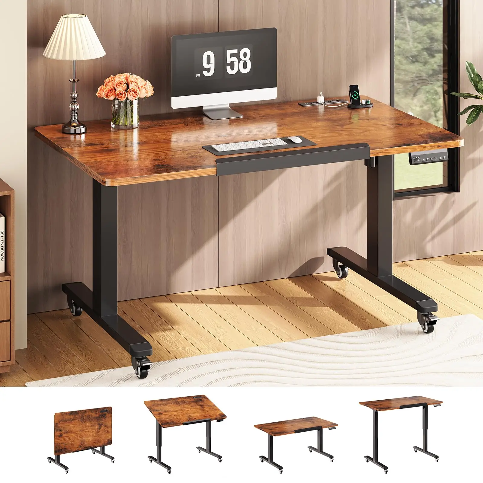 47 x 24 Inches Electric Standing Desk, 180° able Mobile