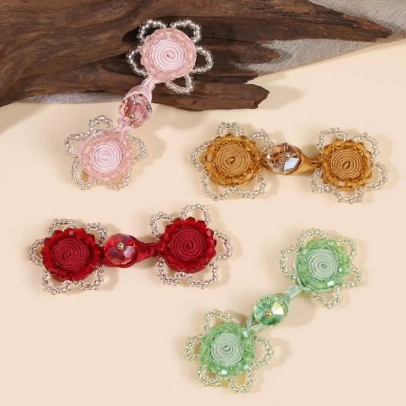 Cherry Blossom Pearl Handmade Frog Button Chinese Traditional Knot Clasp For Qipao Hanfu Tang Suit Decorative Sewing Fastener