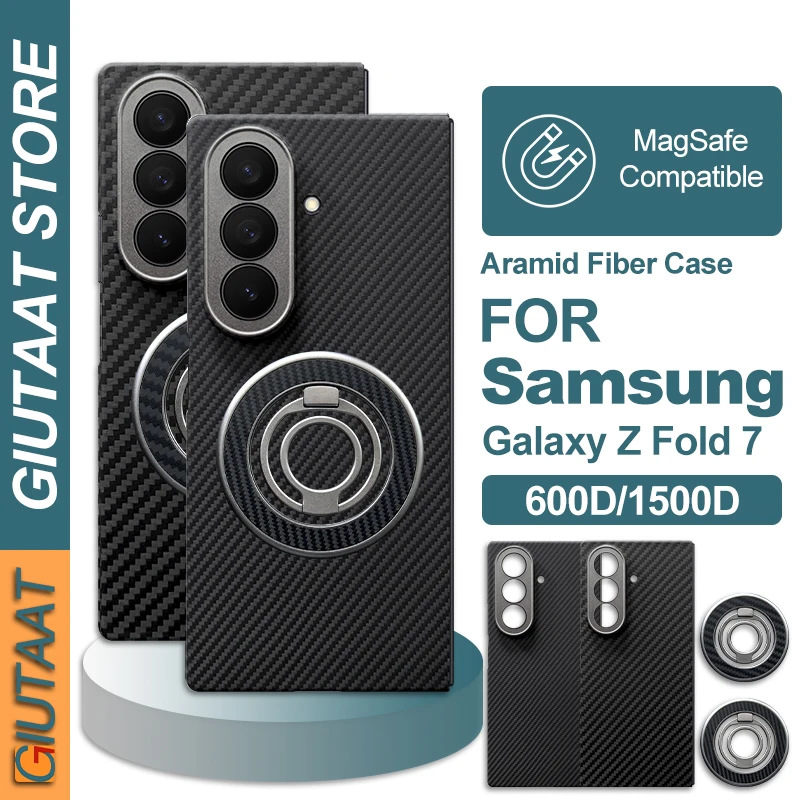 Real Carbon Fiber Case for Samsung Galaxy Z Fold 7 Aramid Kevlar Magsafe Magnetic Luxury Phone Protective Cover Ultra-thin Case