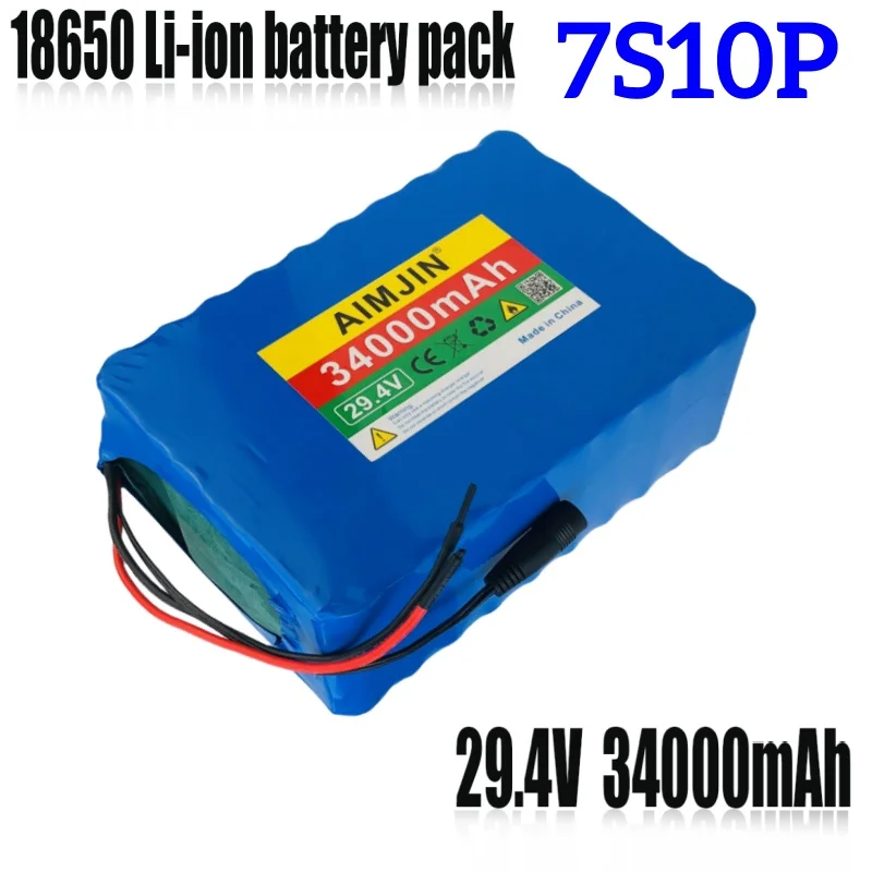 24V 34Ah Lithium battery pack 18650 7S10P For 25.9V 29.4V Electric tool boat scooter Cell BMS