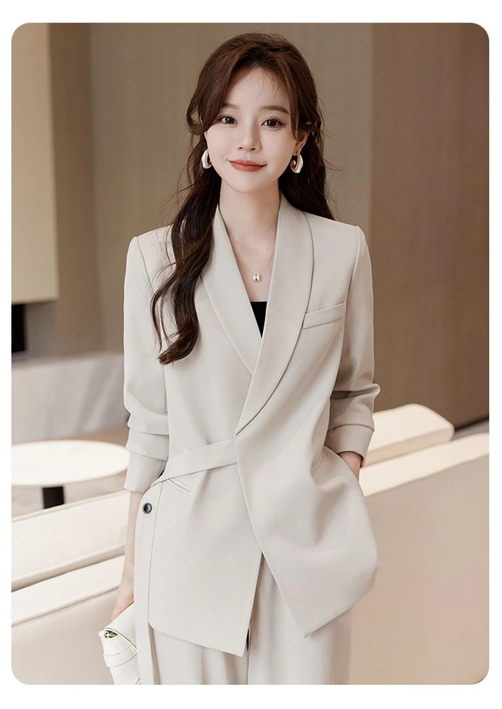 Y2KWomen'S Casual Style Wide Leg Pants, Professional Suit, Two Piece Set, Spring And Autumn Outerwear, Fashion Coat, 2024