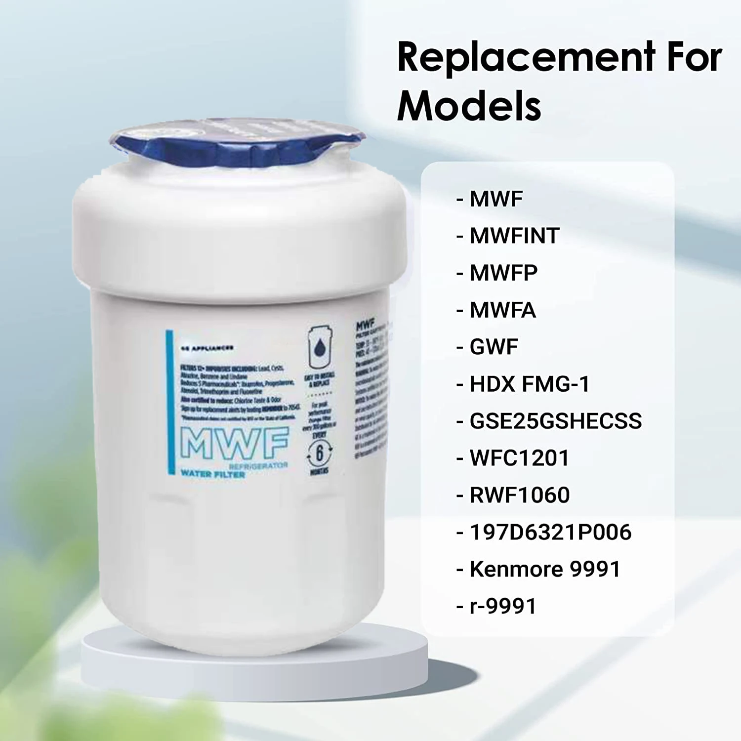 Compatible with MWF Refrigerator Water Filter for MWFP MWFA GWF HDX FMG-1 WFC1201 GSE25GSHECSS PC75009 RWF1060