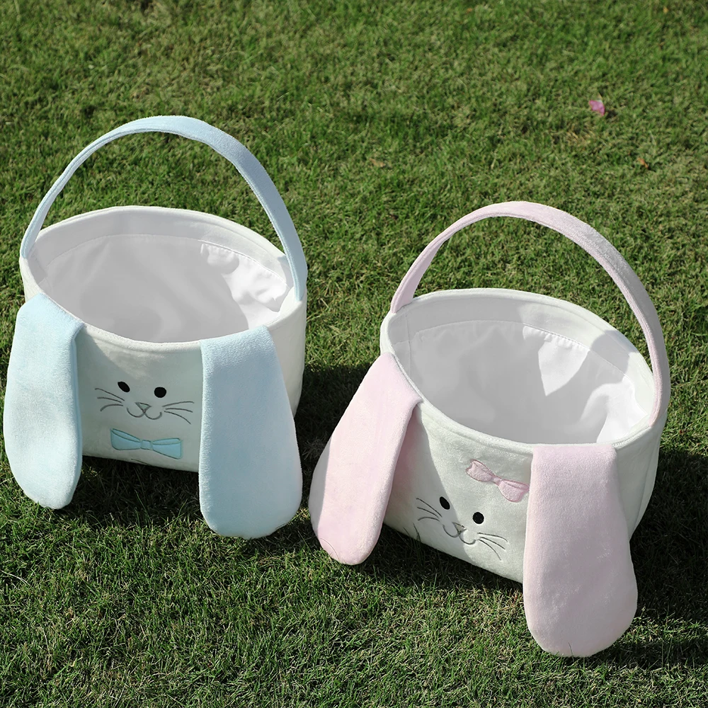 Orecchie lunghe Easter Bunny secchielli uova borse giocattolo cestino di coniglio casa creativa per bambini Festival regalo festa Tote decorazione