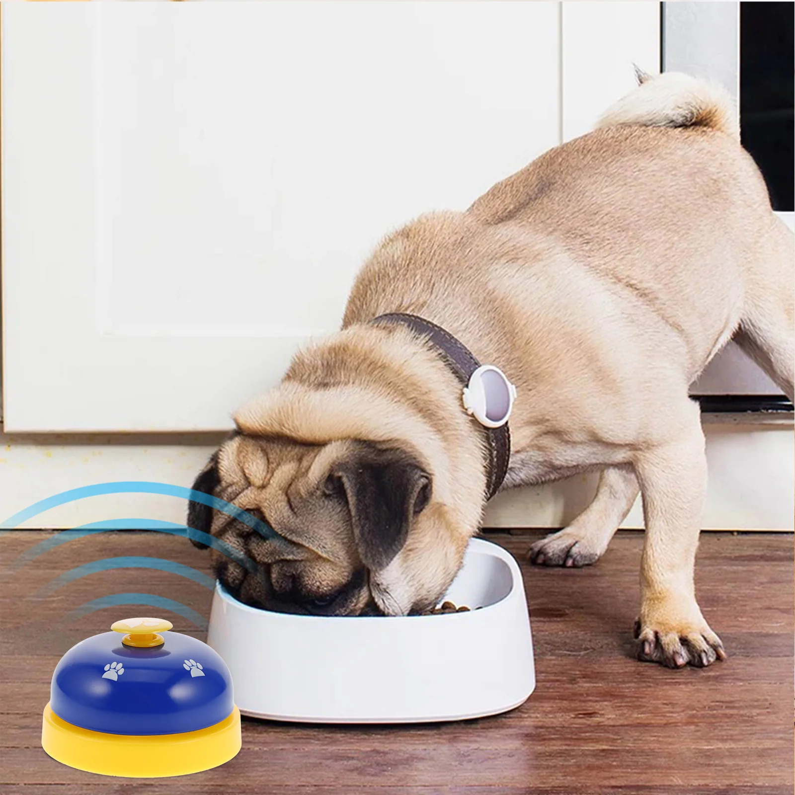 

Pet For Dogs Flat Wide Button Loud Sound Footprint Pattern White Black Dog Potty Communication Device Puppy Training Bells