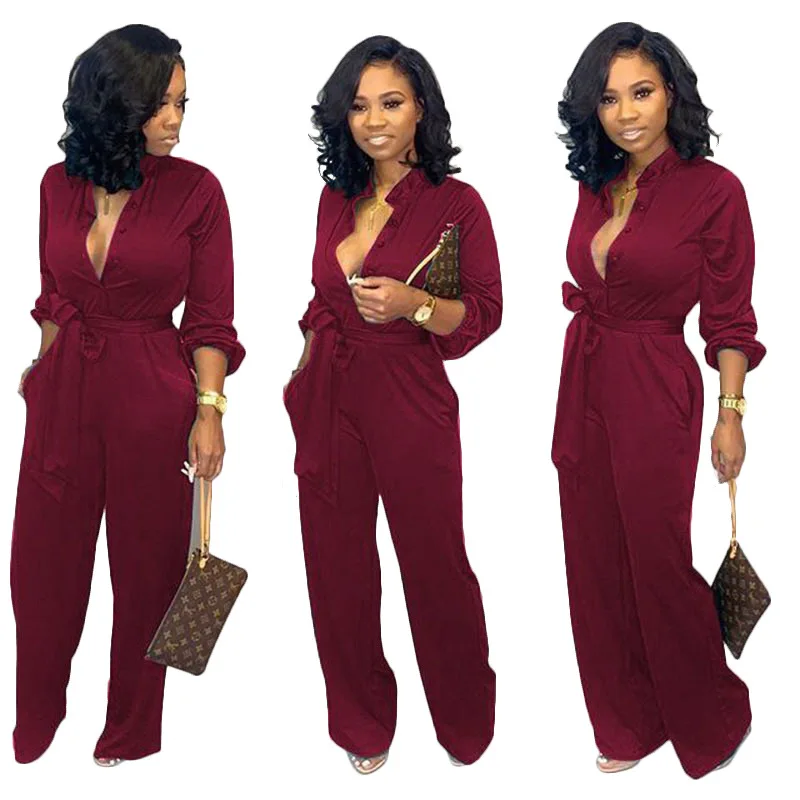 2024 New Arrival Office Lady Straight 2 Pcs Jumpsuits Chic Design Turn-down Collar Street Wear Rompers Overalls