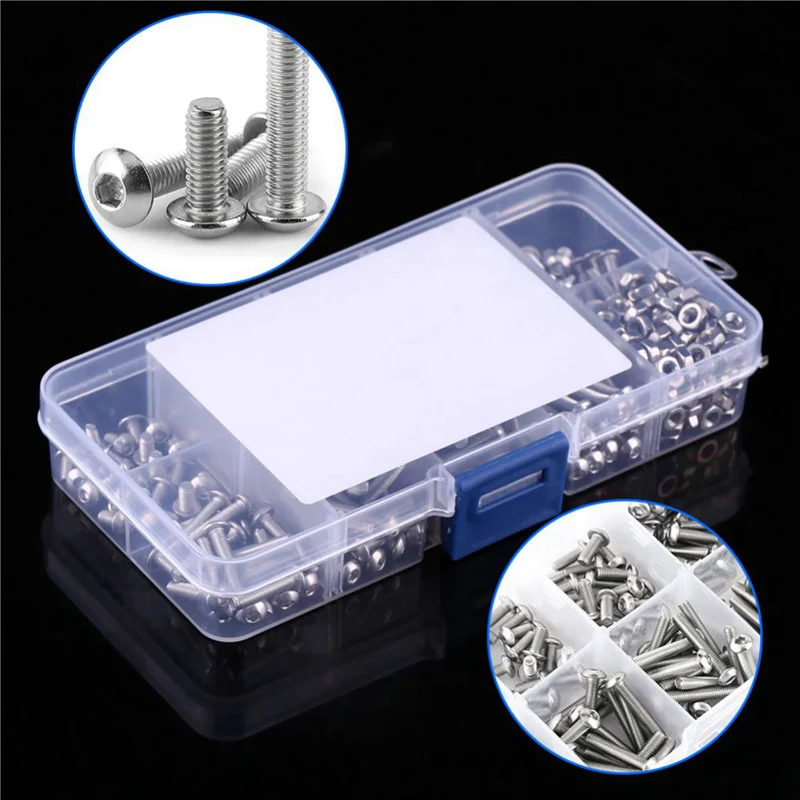 

AA49 3400Pcs M3 Hex Socket Screw Nut Stainless Steel M3 Screws Nuts Assortment Kit Fastener