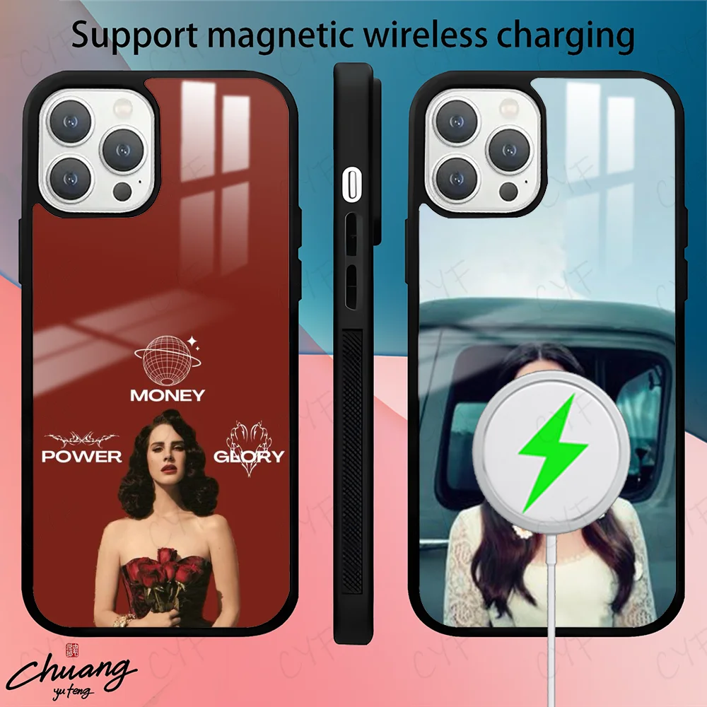 L-Lana Del Rey Singer Phone Case For 11 12 13 14 15 16Pro Max mini Plus strong magnetic attraction Phone Cover