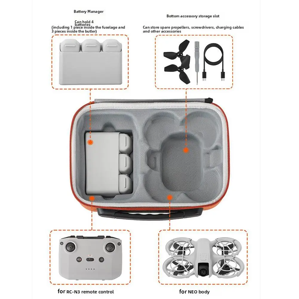   Para dji neo saco de armazenamento à prova dwaterproof água absorção de choque caso protetor do plutônio para dji rc n3 organizador portátil acessórios drone