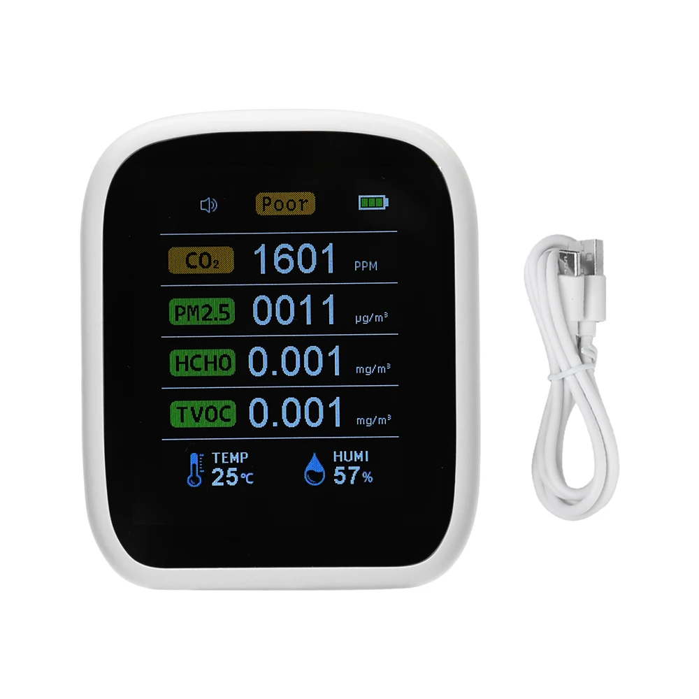 8-in-1-WIFI-Luftqualitätstester CO2 PM1.0 PM2.5 PM10 HCHO TVOC Temperatur- und Feuchtigkeitserkennung APP-Steuerung Infrarotsensor – Detail 1