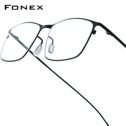 FONEX Titanium Alloy Glasses Frame Men Square Eyeglasses Frame Full-Rim Ultralight Japanese High-end Quality Korean Eyewear 8105