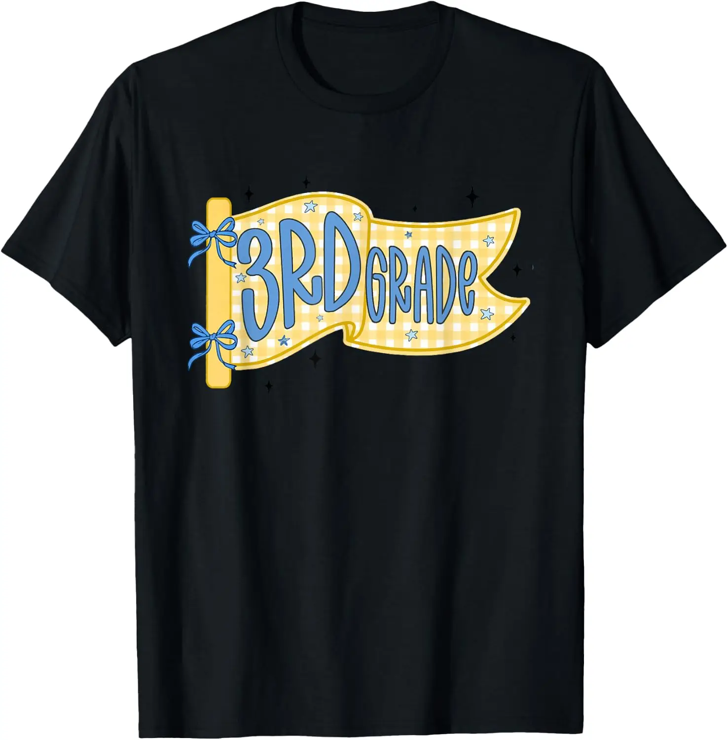 3Rd Teacher Pennant Flag Back To School Third Grade T-Shirt 100% Cotton Trendy Y2K Short-Sleeve Tee-Soft, Quick-Drying,