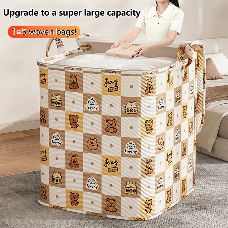 

Portable Large Capacity Storage Bag With Cute Animal Pattern Clothing Storagebag