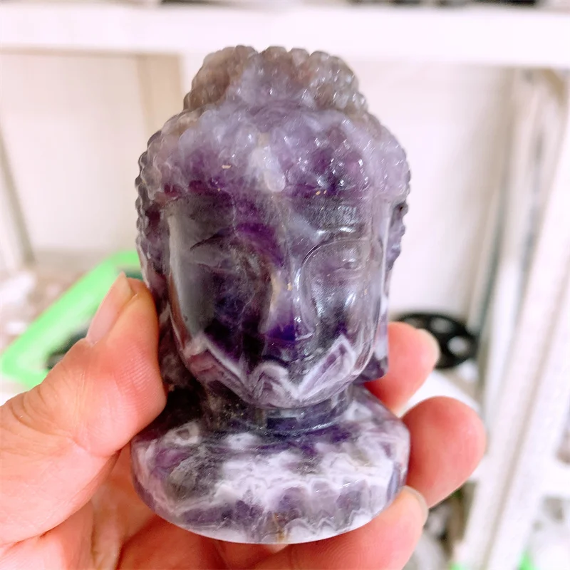 Natural Dream Amethyst Buddha Carvings, Crystals Statue Ornament, Reiki Stone Crafts, Home Decoration Gifts