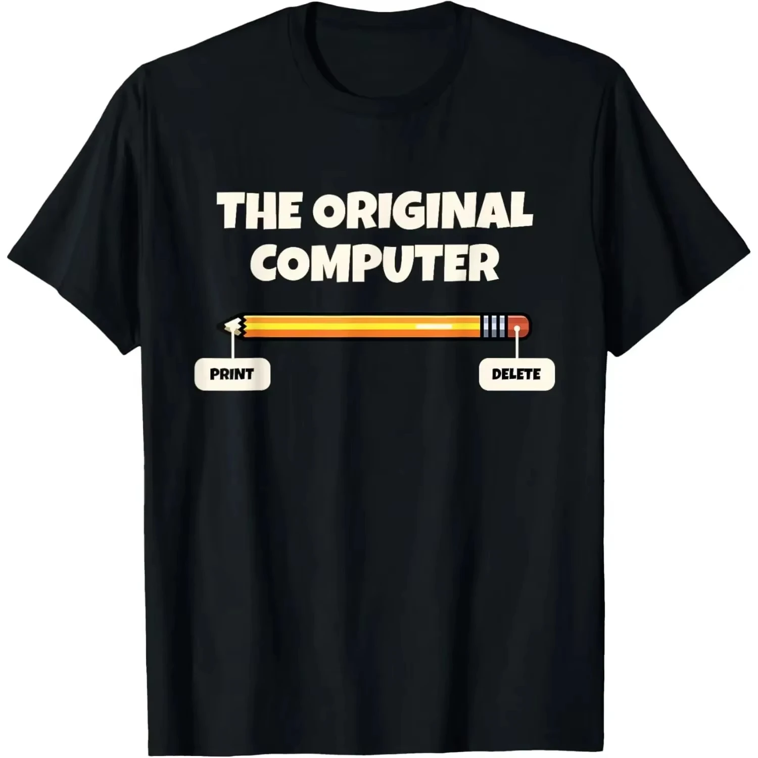Original Computer Pencil Print Graphic Tee Funny Programmer Tech Gift Men Short Sleeve T-Shirt
