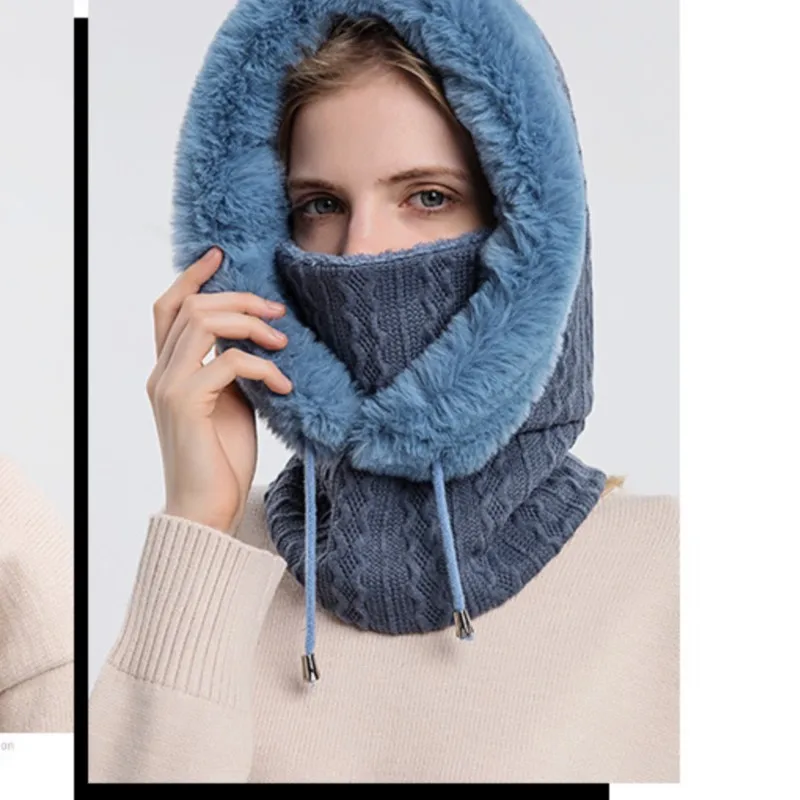 

Fashion Trapper Hat Aviator Ushanka Extreme Outdoor Cycling Head Cover cold-proof Ski Headwear Cap Warm Scarf Mask Women 2M1