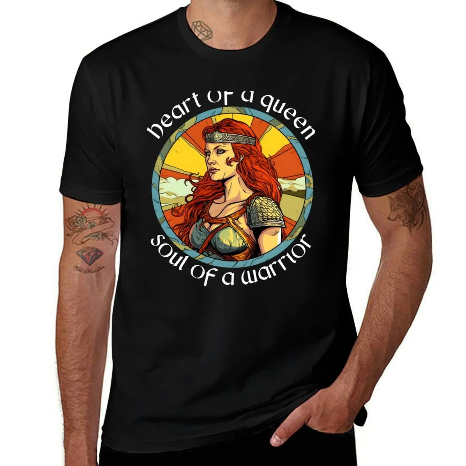 

Boudicca Boudica boadicea Heart of a Queen Soul of a Warrior Celtic Iceni T-Shirt Casual Trendy Streetwear Tee Shirt
