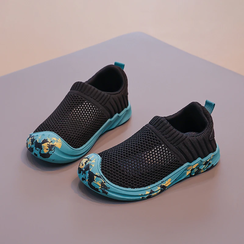 Boys Girls Casual Mesh Breathable Anti-Slip Walking Patchwork Tenis Toddler Soft Soled Girls Shoes Children Running Sneakers