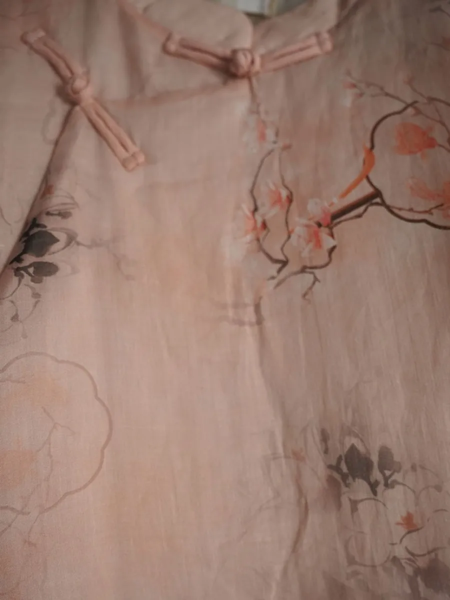 Retro Floral Print Cotton Linen  Sle Long Dr Women's Warm Underlay Cotton Dr Elely Patterned Winter Dr