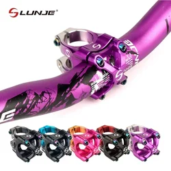 LUNJE Bicycle Handlebar Stem Mtb Power Short  Mountain Bike Bridge 31.8 Pipe Two color Gradient Stem Cycling Stem Riser Table