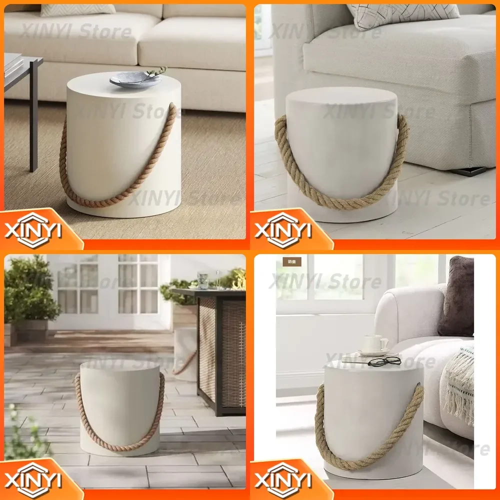 for Modern Fiberglass Coffee Table for Living Room Side Table with Rope Handles Lightweight Stylish Durable Home Furniture