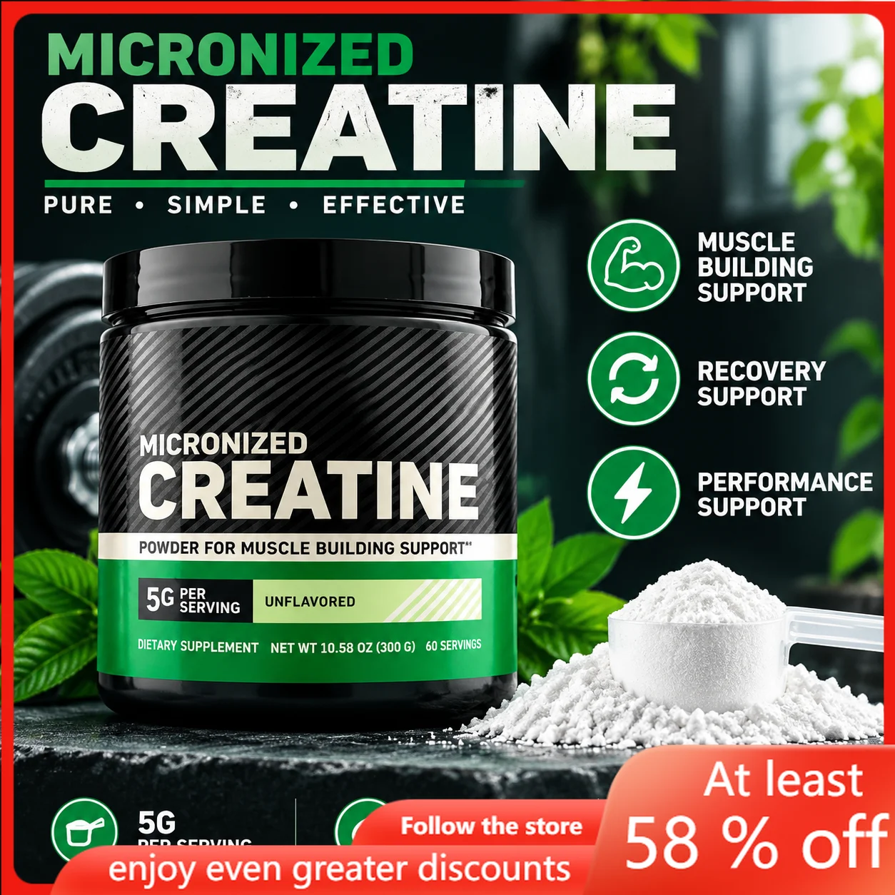Creatine Monohydrate Powder - مسحوق كرياتين أحادي الهيدرات ميكرونيزد لدعم