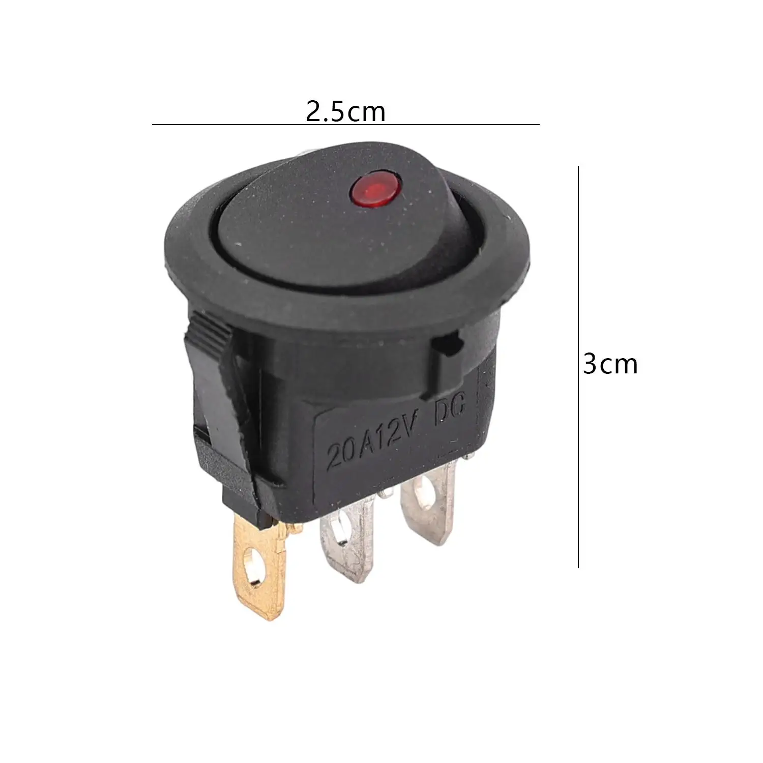 Auto-LKW-Wippschalter 3-polig 2-Positionen Ein/Aus-Steuerung SPST für Marine-Autoteile 12V LED-Bootsschalter mit Beleuchtung 1/3/12 Stück