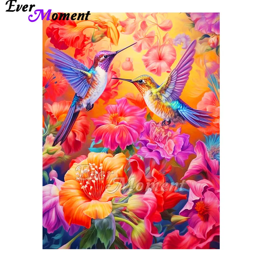 

Ever Moment 5D DIY Full Drill AB Diamond Painting Brid and Flower Cross Stitch Rhinestones Art Decor ASF2822