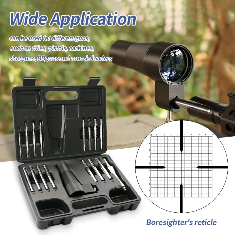 

Precision Rifle Scope Boresighter Kit Complete Set with 15 Steel Arbors Bore Sighter Ideal Accurate Shooting Range Performance