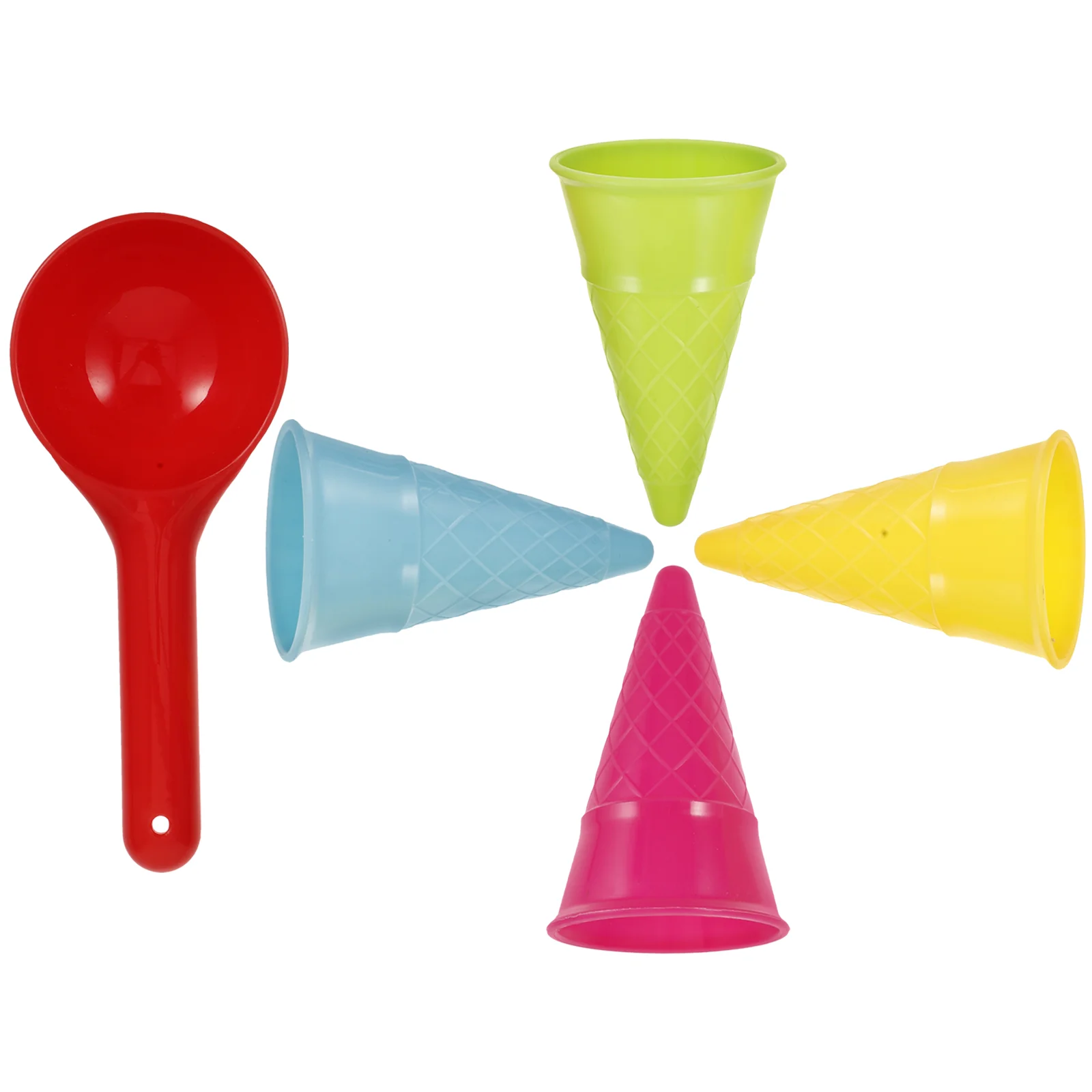 5pcs Kids Beach Toys Children Seaside Sand Ice Cream Cones and Scoop Outdoor Toys (Random Color) Ice Cream Cone Scoop Sets