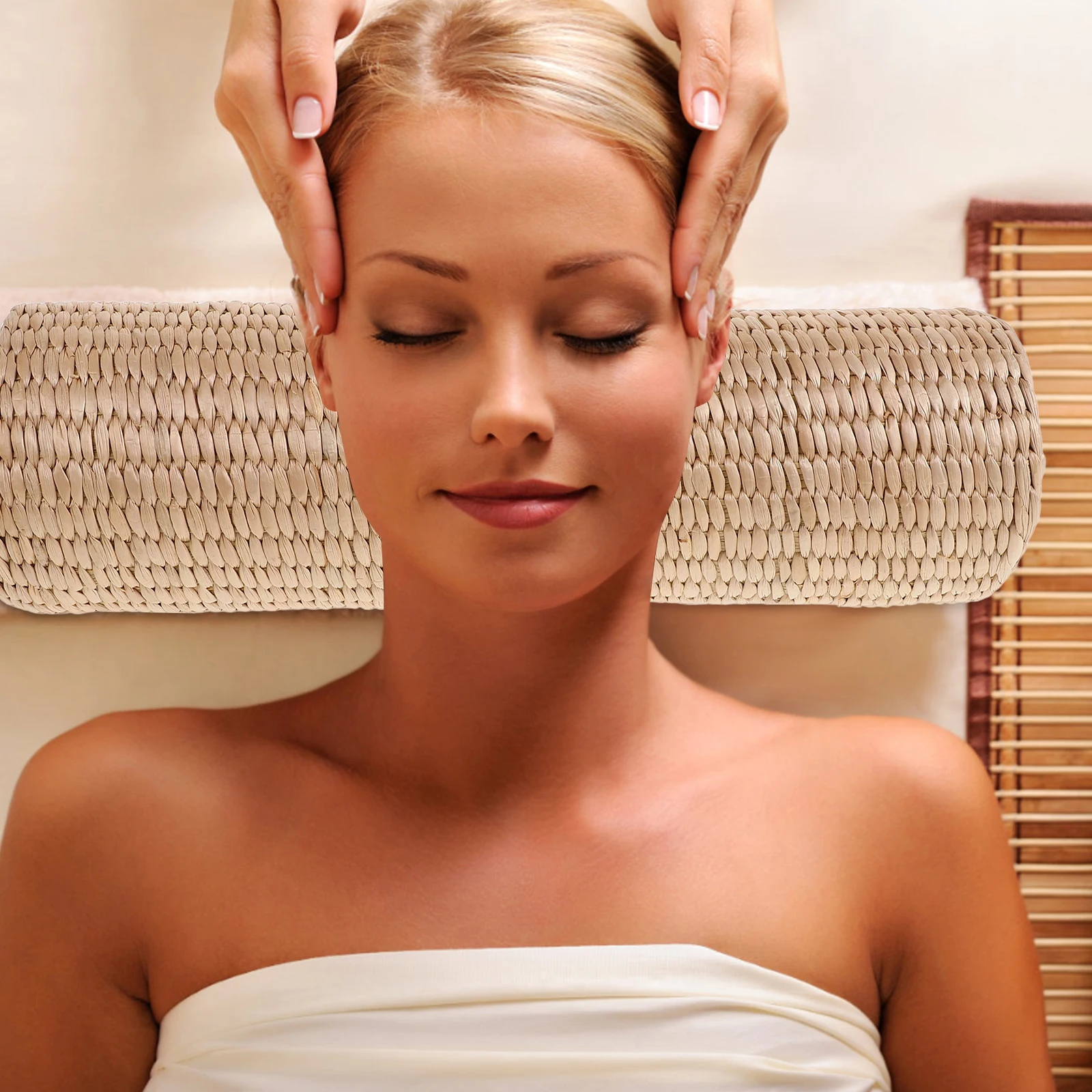 

Straw H Neck Pillow for Sweat Steam Room Elderly Grass Reusable Cooling Pillow Vines Household Cooling Breathing Support Summer