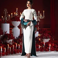 Arya Vestido de noche marfil y verde Arabia Saudita Manga larga Hasta el tobillo Ocasión Personalizado Mujer فسات intelliفхара3).