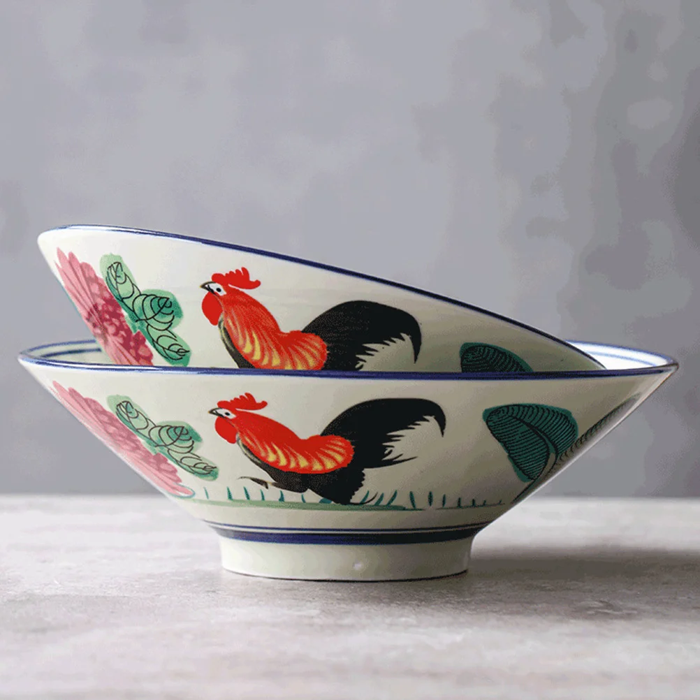 

1Pcs Rooster Ceramic Bowl Creative Ramen Salad Fruit Serving Container Kitchen Gadget Ceramic Bowl