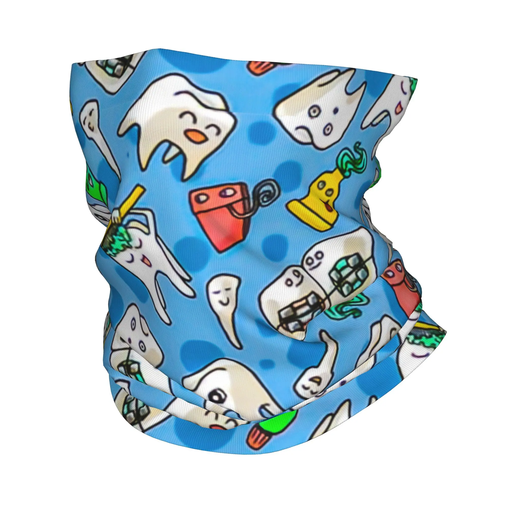 Funny Teeth Dentist Dental Tooth Bandana Neck Gaiter for Hiking Camping Men Women Wrap Scarf  Balaclava Warmer Face Scarf Cover