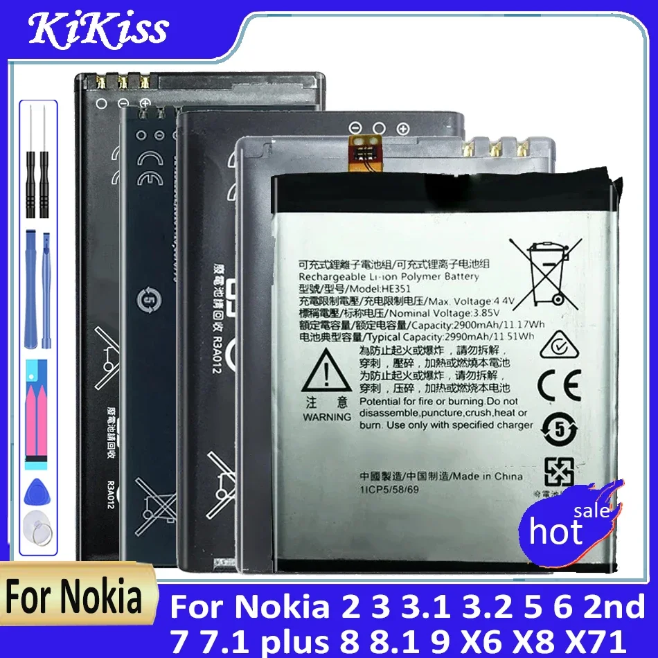 Battery HE319 HE336 HE316 HE341 HE321 HE330 HE338 HE342 For Nokia 2 3 3.1 3.2 5 6 2nd 7 7.1 plus 8 8.1 9 X6 X8 X71 2018 TA-1029