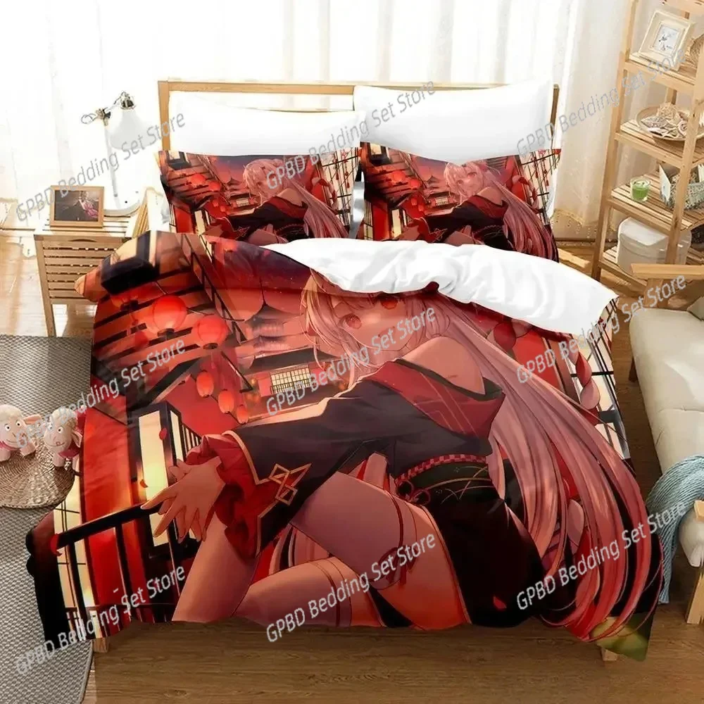 

Kawaii Nakiri Ayame Bedding Set Single Twin Full Queen King Size Bed Set Adult Boys Bedroom Duvet cover Sets 3D Print Anime Bed