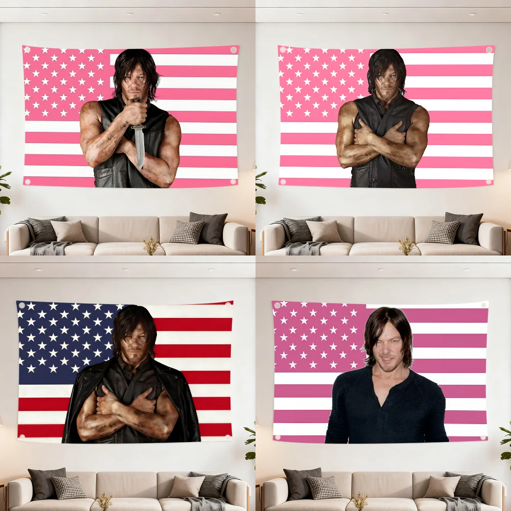 Actor N-Norman Reedus Q flag Decoration Outdoor Picnic Party Art Hanging Home Camping Party Banner Best sellers
