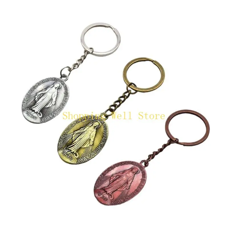 KX4B Virginmary Keychains rings for access bag 펜던트 키 체인 보석 팬 선물