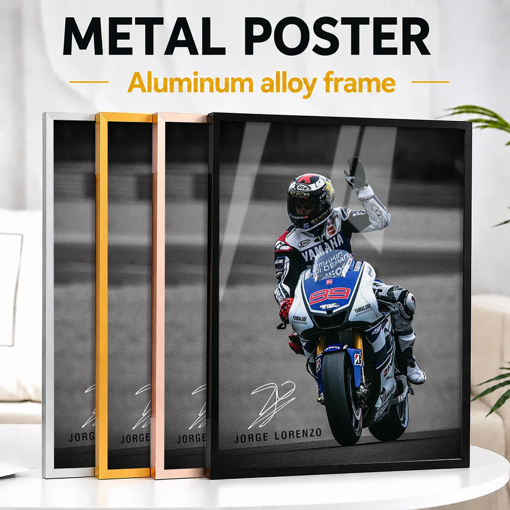 Jorge Lorenzo MotoGP Metal Poster With Aluminum Alloy Frame Personalized Photo High Speed Track Style Wall Art For Home Office